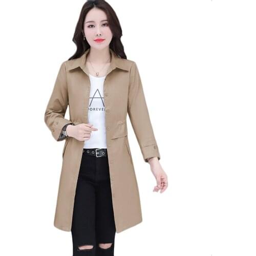 New Womens Long Trench Coat Spring Autumn Plus Size Windbreaker Female Blouse Outerwear Gabardina De Mujer Womens Clothing 4XL