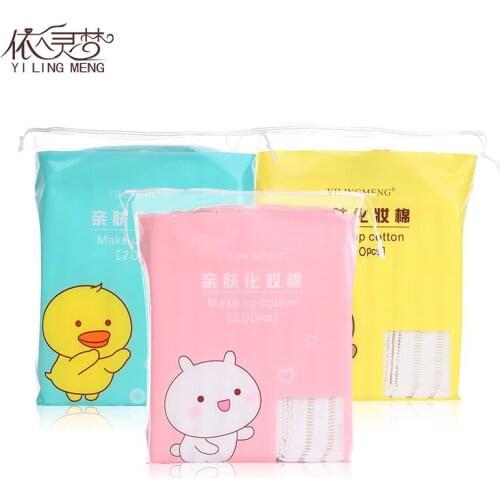 Three Layer Filling Cotton Puff 200 PCS/Bag Thick-Pressed Trim Pressure Point Facial Wipe