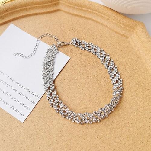 European and American Fashion Exaggerated Flash Gem Temperament Lrregular Rhinestone Chain Jewelry Personalized Shoker Necklace