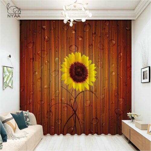 Sunflower Cartoon Living Room Kitchen Indoor Print Kids Window Treatment Window Treatment Valances Curtains