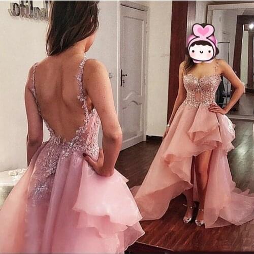 Robe de soiree longue 2019 Hi Low Evening Dress abendkleider robe longue Elegant Long Evening Dresses Spaghetti Custom Made