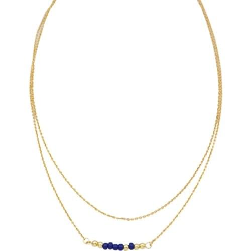 Fever&Free 2019 New Arrival Double Layer Beaded Charm Necklace Fashion Simple Gold Long Necklaces For Women Wedding Bijoux Femme