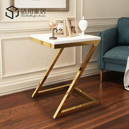 Gold Minimalist Z shape Coffee Table Living Room Sofa Corner Table Stainless Steel Light Luxury dinning table bedside table
