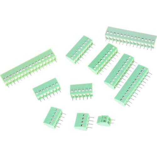 1PC JETTING 5.0mm Pitch PCB Spring Terminal Blocks Connector KF128 8P-16P KF128 Straight Pin Copper PCB Screw Terminals Green
