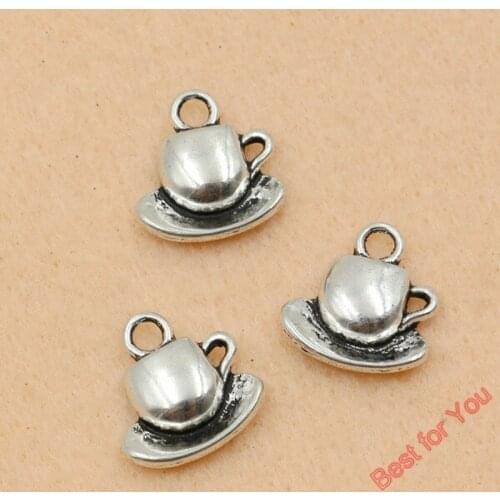 10pcs Tibetan Silver Tone Vintage Coffee Cups Charms Pendants Handmade Jewelry Diy Jewelry Making Craft 16x15mm