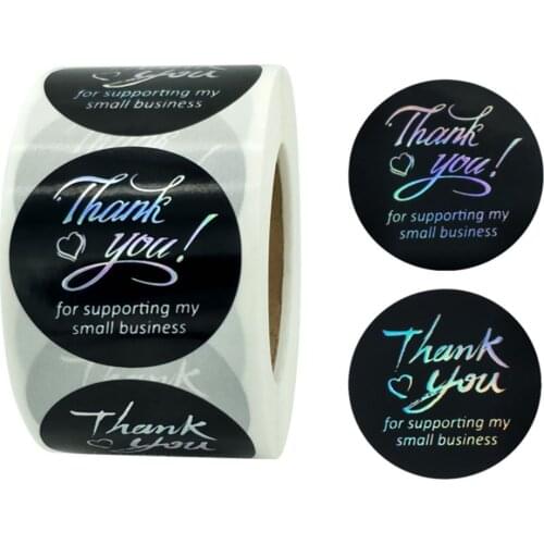 500pcs/roll 1.5inch Thank You Supportiong My Small Business Stickers Discoloration Roll Stickers For Wedding Envelope Stickers