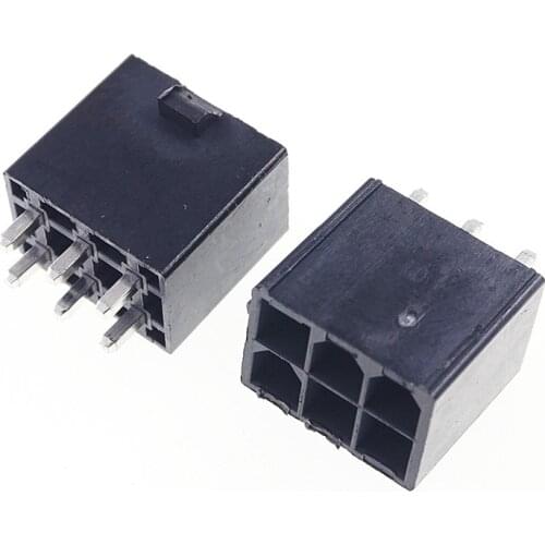 100pcs 4.2 mm 6 Pin Header Male Pin 0.165" Computer ATX graphics card GPU PCI-E PCIe Power connector Vertical Through Hole PCB