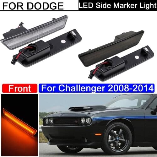 2Pcs Error Free Front Amber LED Side Fender Reflector Marker Lamp Parking Warning Light For Dodge Challenger 2008-2014
