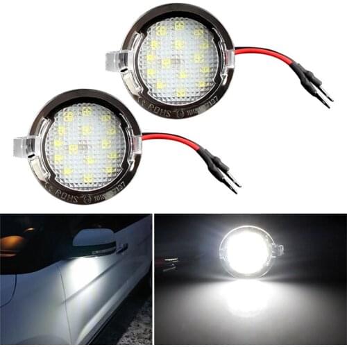 2Pcs LED Under Side Mirror Puddle Light for Ford Edge Fusion Flex Explorer Mondeo Taurus F-150 Expedition 12V White