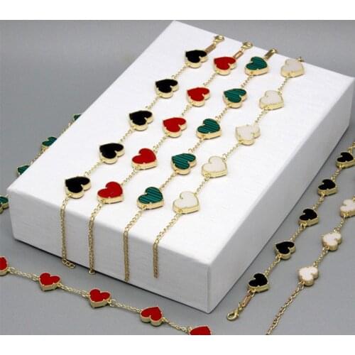 2021 New Hot Sale High Quality Fashion Red Black Color Heart Women Bracelet Party Bracelet Four Colors Jewerly Gift