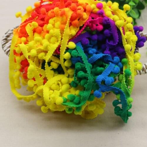 5Y/Lot High Quality White Pompom Ball African Lace Guipure Fringe Tassel Trim Sew Curtain Cloth Accessory 2CM