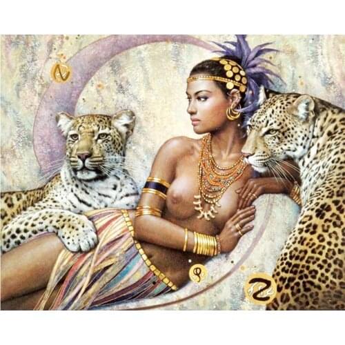5D Diamond Embroidery Bare Woman & Tigers Cross Stitch DIY Diamond Painting Diamond Mosaic rhinestones Home Decor love gift