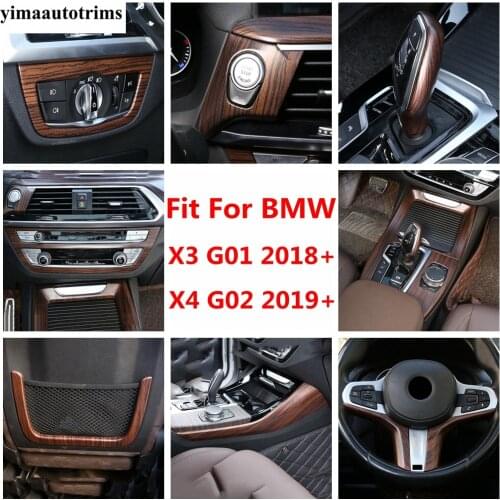 For BMW X3 G01 2018 - 2021 X4 G02 2019 - 2021 Wood Grain Accessories Window Lift Head Light AC Air Shift Gear Panel Cover Trim