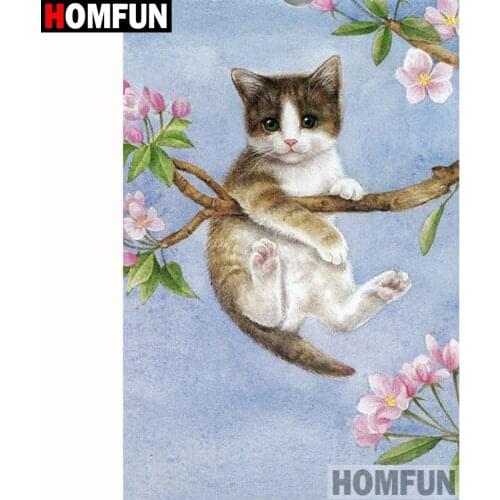 HOMFUN Full Square/Round Drill 5D DIY Diamond Painting "Flower cat" Embroidery Cross Stitch 5D Home Decor Gift A18227