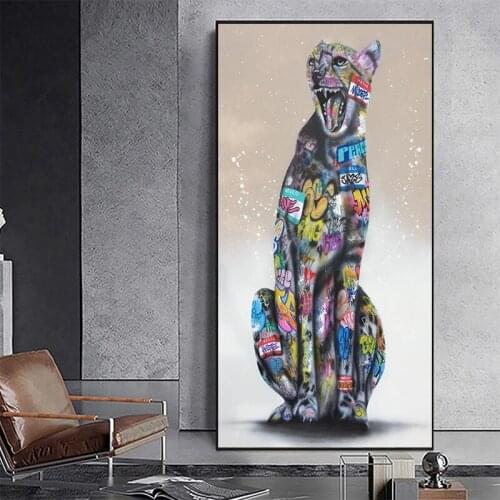 Large Size Graffiti Animal Colorful Canvas Painting Wall Art Abstract Zebra Leopard Picture For Home Decor Posters And Prints