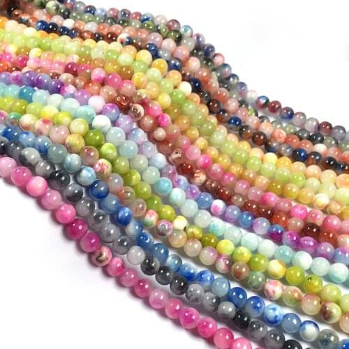 Natural colored stone beads Glass DIY for making necklaces and bracelets Multi specification and multi color 38cm for sale