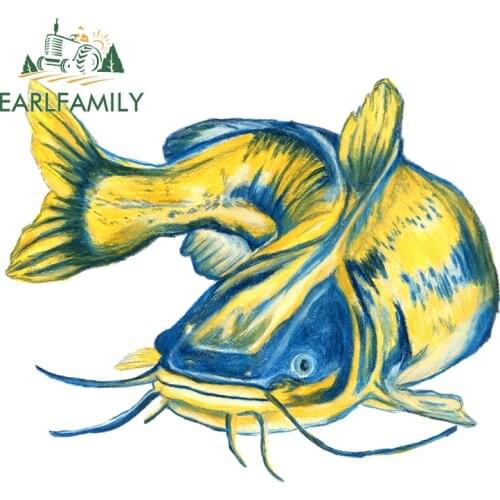 EARLFAMILY 13cm x 10.7cm for Cat Fish Auto Bumper Window Car Stickers Waterproof Fashion Occlusion Scratch Window Vehicle Decal