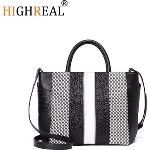 HIGHREAL Crocodile Women Bag Luxury Elegant Top Handle Bags Brand Women Designer Handbags 100% Genuine Leather Female Bag