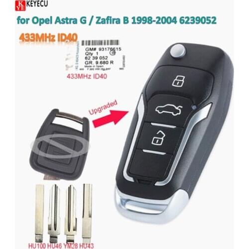 Keyecu Smart DIY Upgraded Flip Remote Key Fob 433MHz ID40 for Holden TS 1998-2005 Australia / Zafira 2004 UK / Zafira B 2003