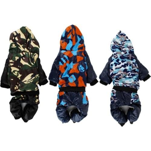 Camouflage Pet Dog Jumpsuit Rompers Hooded Cat Puppy Animal Cotton Jacket Coat Winter Warm Pet Dogs Clothes S-2XL