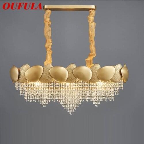 OUFULA Chandelier Creative Rectangle Pendant Lamp Fixtures Postmodern LED Gold Light for Home Living Dining Room
