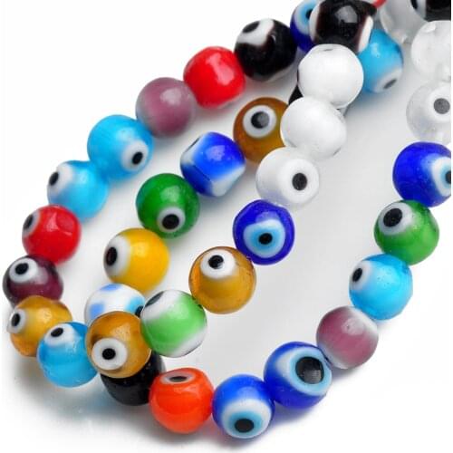 50pcs Round 6mm Evil Eye Patterns Millefiori Glass Loose Crafts Beads lot for DIY Jewelry Making Findings