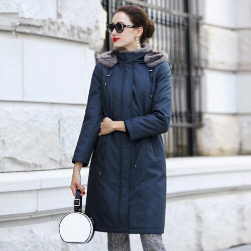 Fur Rabbit Natural Liner Parka 2020 Winter Jacket Women Mink Fur Collar Long Trench Coat Female Warm Overcoat MY3611