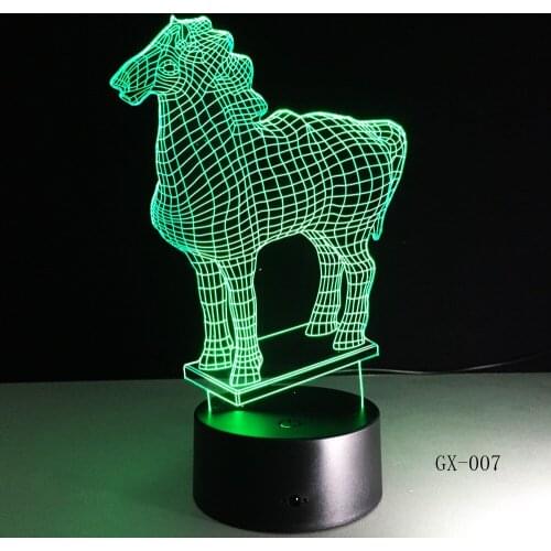 Horse Model 3D illusion LED Night Light 7Colors Table Lamp For Children Gift Drop Ship GX-0072