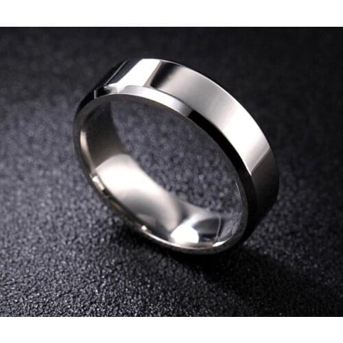 Trendy Stainless Steel Black Rings for Women Wedding Rings Men Jewelry Width 6mm