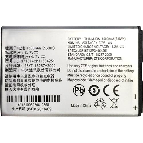 New LI3715T42P3H654251 1500mAh Battery Replacement For ZTE U900 N700 U722 U720 U806 X920 MF30 MF61 MF60 Phone