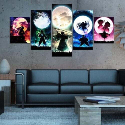 5pcs Rengoku Kyoujurou Kimetsu No Yaiba Anime Poster Demon Slayer Poster Wall Decoration Paintings Canvas Wall Art Paintings