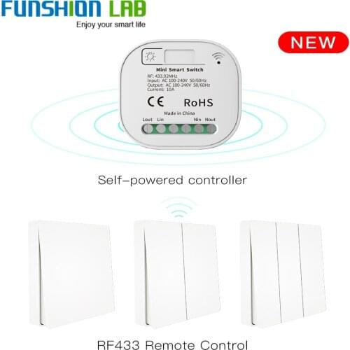RF433 Wireless Switch No Battery Remote Control Wall Light Switch Self Powered No Wiring Needed Wall Panel Transmitter