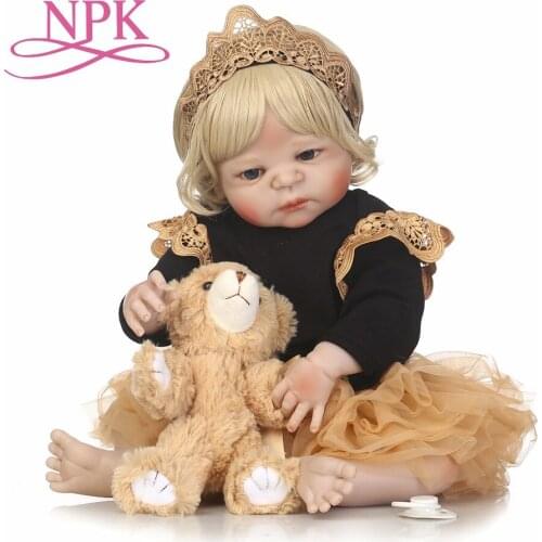 NPK 55cm full body Silicone reborn Baby Doll Girl Newbron Lifelike Baby-Reborn Princess Doll Best Gift for girl best accompany