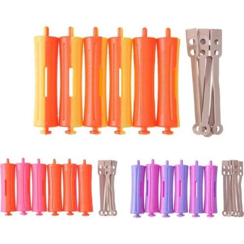 6pcs Cold Perm Bar Rubber Band Hair Curler Hairdressing Tool(Random Color)