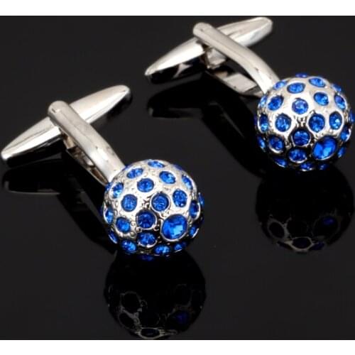 Luxury Men Blue crystal ball Cufflinks High Quality Brand Groom Wedding Cufflinks For Mens Shirt Cuff Links Gemelos Men Gift