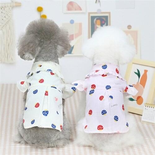 Teddy Spring Summer Dog Shirts Printing Pet Clothes Cotton Corgi Bulldog Pomeranian Yorkshire Chihuahua Akitas Puppy Cat Blouse