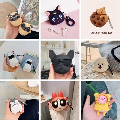 3D Silicone Earphone Case For Airpods 2 1 Case Cute Cat Dog Crocodile Cartoon Headphones Cover For Apple airpods Case