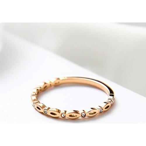 YUN RUO 316L Titanium Steel Jewelry Hollow Out Mosaic Zircon Weeding ring Rose Gold Color Fashion Woman Birthday Gift Never Fade