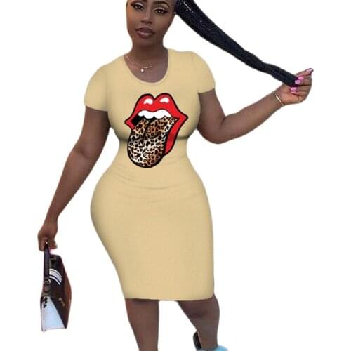 Elegant Dresses for Women Sexy Print Crew Neck Short Sleeve Length Bodycon Dress Women Summer Casual Outfits Corset Dress Long