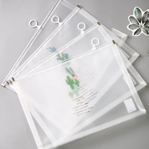 1pcs creative student translucent PP file storage belt Pick up A4PP multi-series zipper bag Variety optional