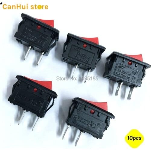 10pcs 21*15mm SPST 2PIN ON/OFF Boat Rocker Switch 6A/250VAC Car Dash Dashboard Red Push Button Sell At A Loss 15*21 Switch 21x15