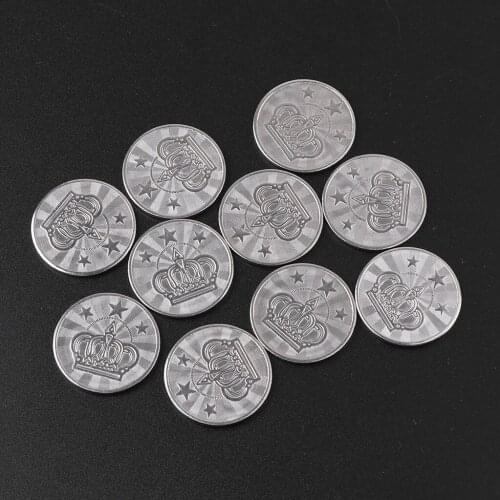 10pcs 25*2mm Game Token Stainless Steel Arcade Game Coin Crown Tokens