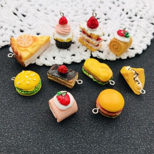 10pcs Resin Hot Selling Hamburger Charm Strawberry Pendant for Keychain, Earring, Scrapbooking, DIY Making, Necklace