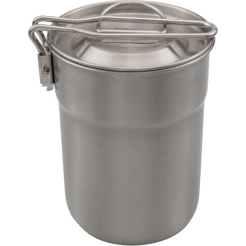 1000ML Mouth Cup Outdoor Camping Convenient Coffee Cup Folding Handle Camping Light Steamer 304 Stainless Steel