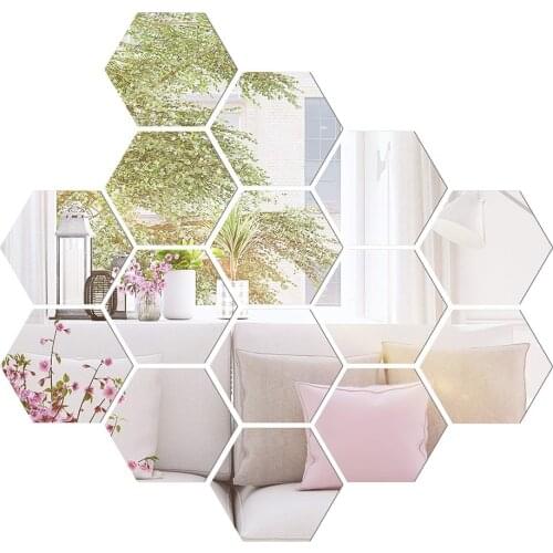 12Pcs Hexagon Acrylic 3D Mirror Wall Stickers DIY Art Wall Decor Home Stickers Removable Bathroom Stickers Use As Glass Mirror
