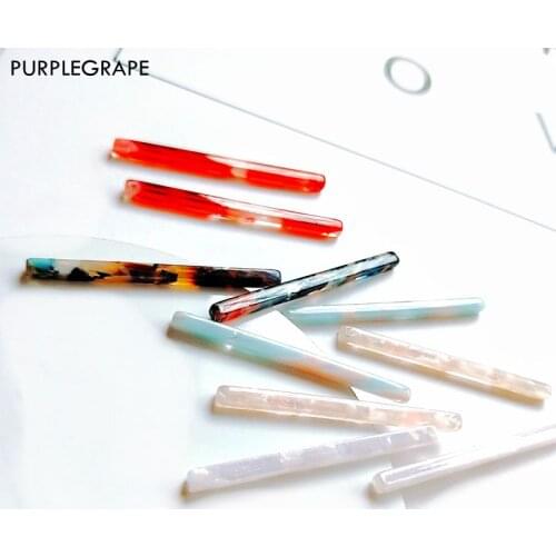PURPLEGRAPE Simple Japanese and Korean fashion acrylic long thin rods marble pendant earrings accessories DIY material 8 Pack