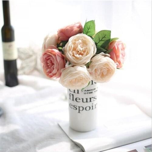 9Pcs Vintage Artificial Rose DIY Silk Artificial Flower Wedding Home Decor Party Decoracion