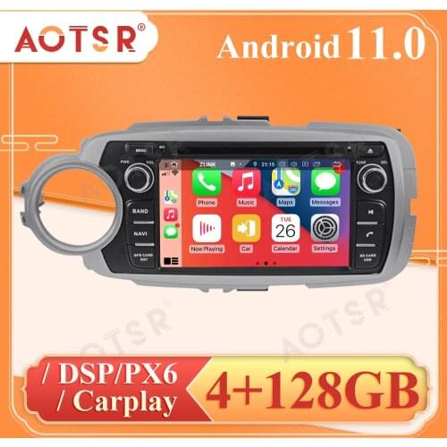 Android 11 4+128GB For Toyota Yaris 2012-2015 GPS Navigation DSP Carplay 4G WIFI BT 2 Din Radio Player No DVD