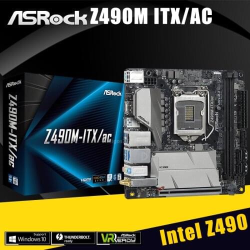 ASRock Z490M-ITX/ac ITX Intel Z490 10th Generation Core/Pentium/Celeron DDR4 M.2 SATA III USB3.1 64GB LGA 1200 Motherboar NEW