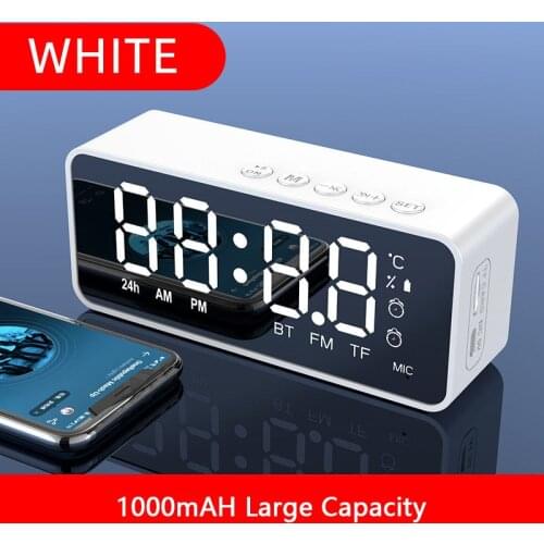 G50 Wireless Bluetooth Speaker With FM Radio, Mini Portable Card Mirror Alarm Clock Sound, Dual Alarm Clock Settings